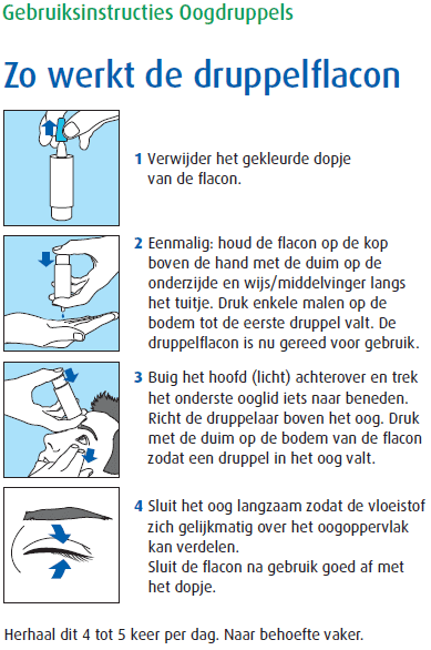 oogdruppels instructies bij droge vermoeide ogen