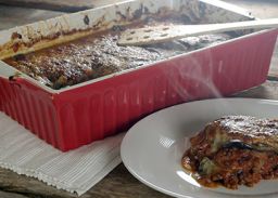 Moussaka met aubergine en zoete aardappel