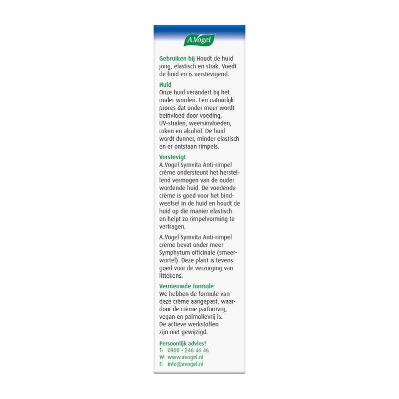 Verpakking Symvita Anti-rimpel crème achterkant