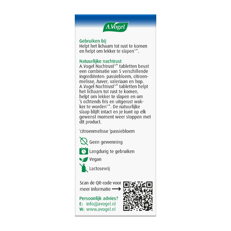 Verpakking  Nachtrust tabletten achterkant