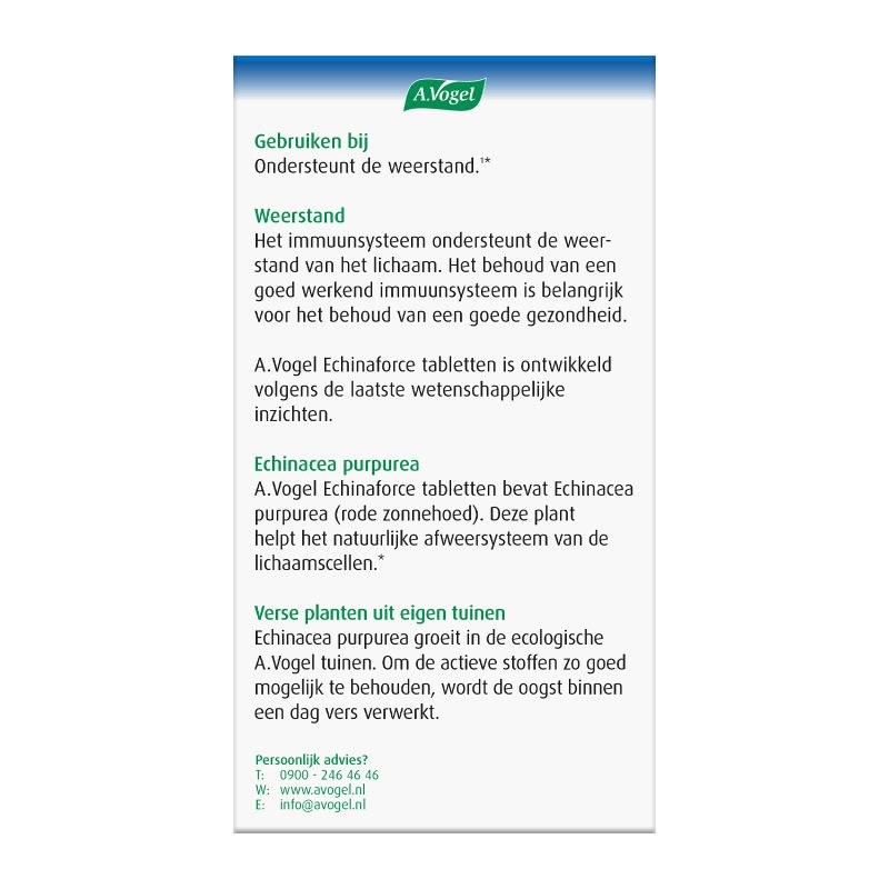 Verpakking Echinaforce tabletten achterkant