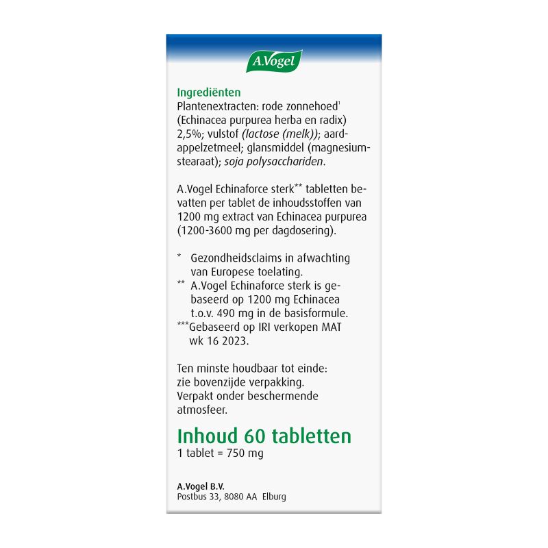 Verpakking Echinaforce sterk** tabletten rechterkant