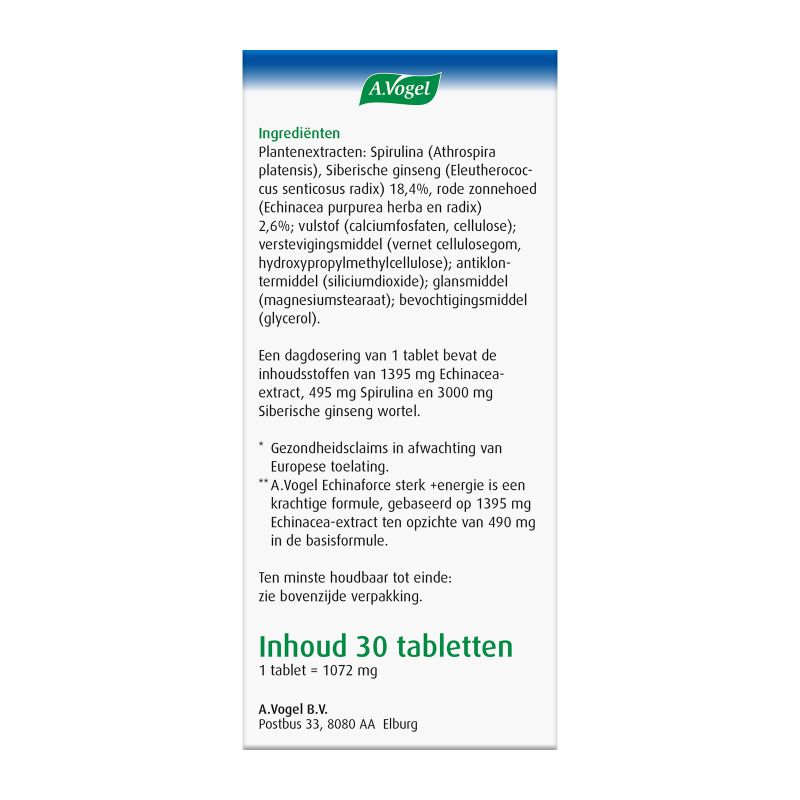 Verpakking Echinaforce sterk**+energie2* tabletten rechterkant