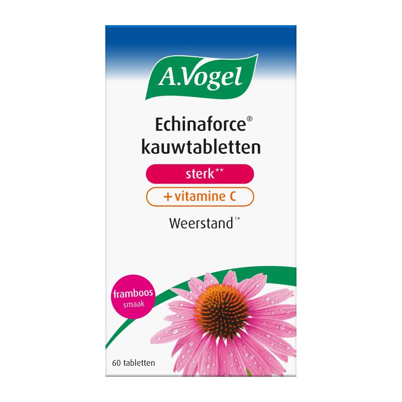 In verpakking A.Vogel Echinaforce sterk + vitamine C kauwtablet voorkant