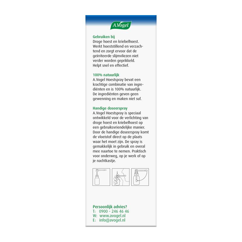 Verpakking Hoestspray droge kriebelhoest spray achterkant