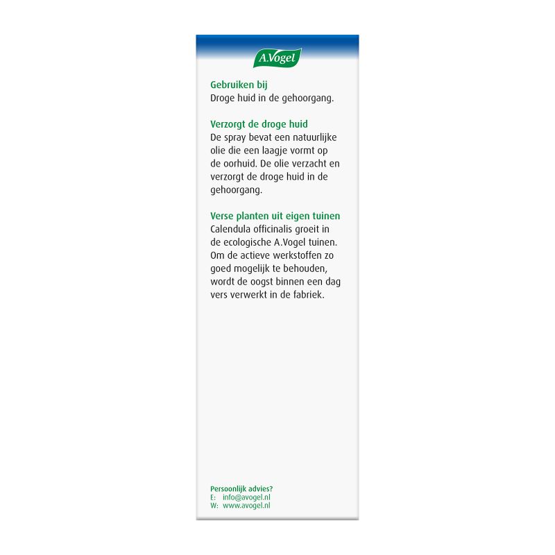 Verpakking Oorspray droge huid achterkant