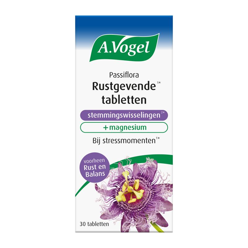 In verpakking Passiflora Rustgevende1* stemmingswisselingen2* tabletten voorkant