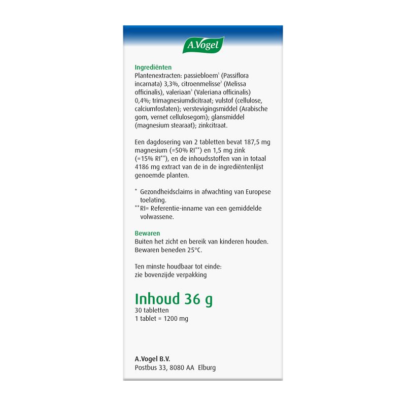 Verpakking Passiflora Rustgevende1* stemmingswisselingen2* tabletten rechterkant