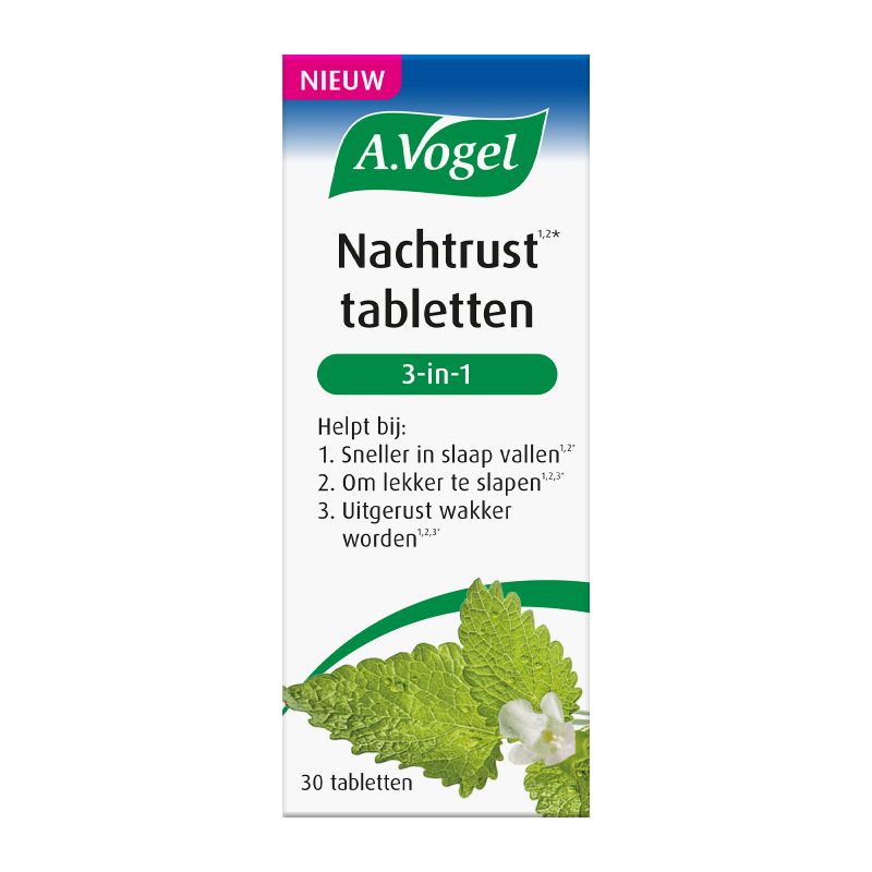 In verpakking Nachtrust1,2* tabletten 3-in-1  voorkant