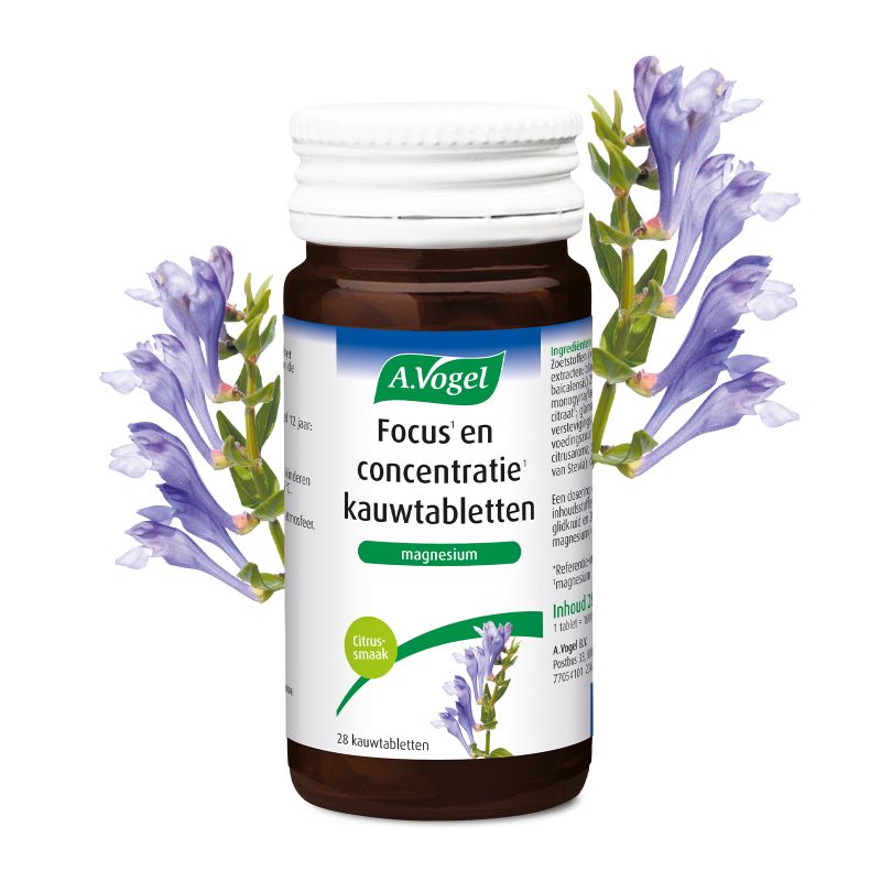 Uit verpakking Focus1 en concentratie1 kauwtabletten voorkant