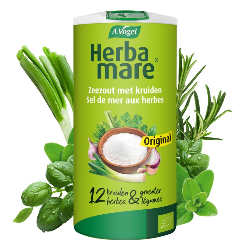 In verpakking A.Vogel Herbamare® zeezout met kruiden Original voorkant