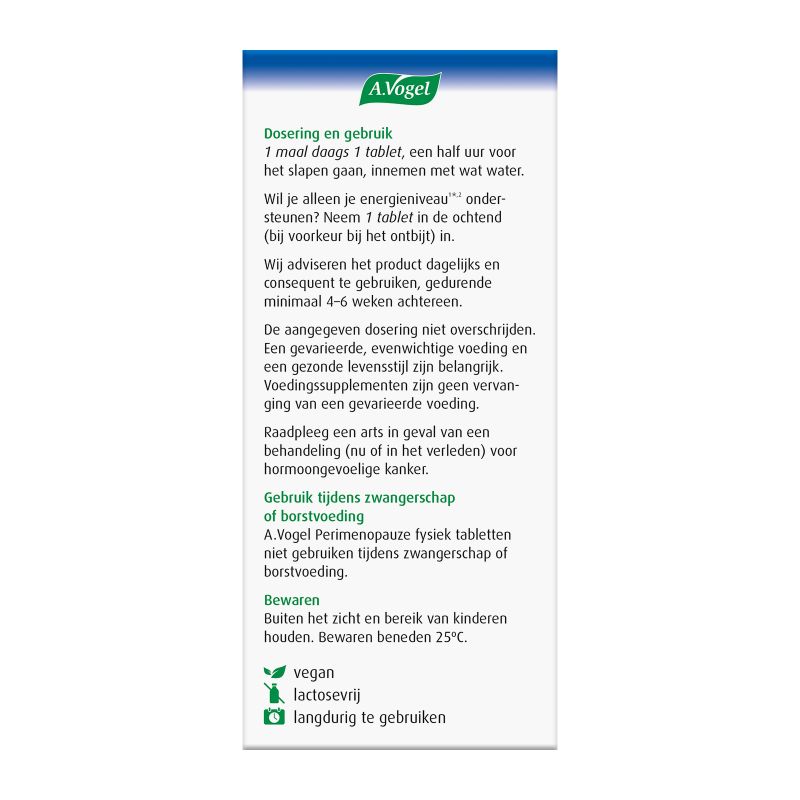 Uit verpakking Perimenopauze fysiek tabletten linkerkant