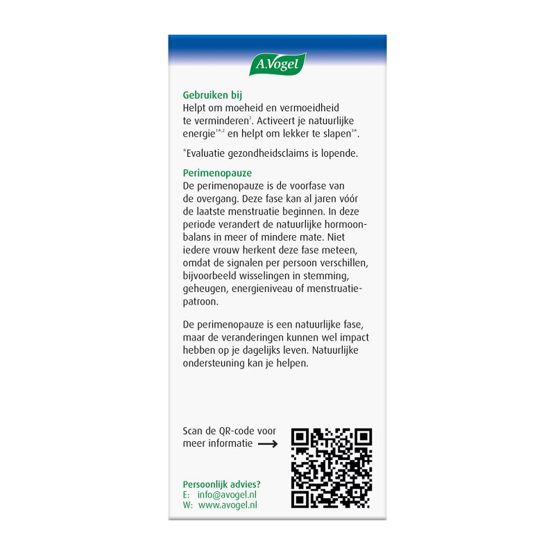 Verpakking Perimenopauze fysiek tabletten achterkant
