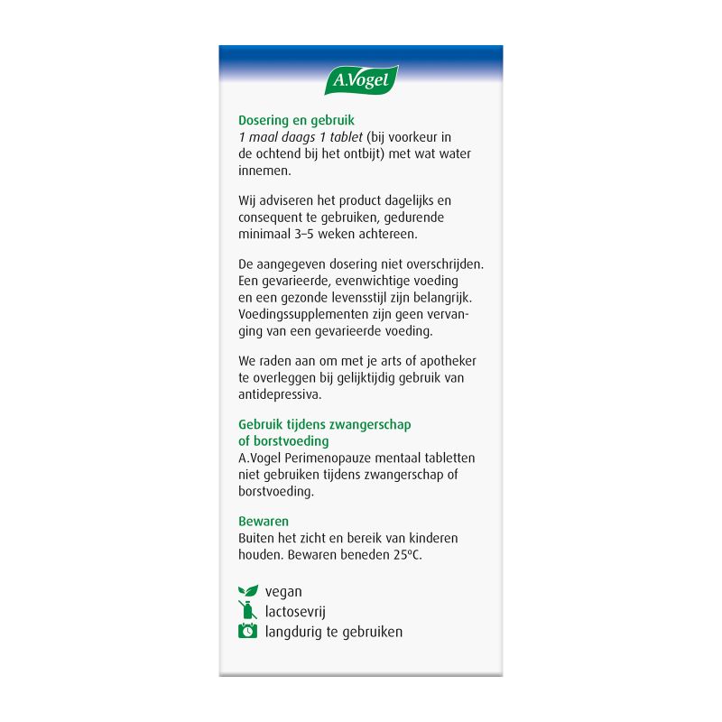 Uit verpakking Perimenopauze mentaal tabletten linkerkant