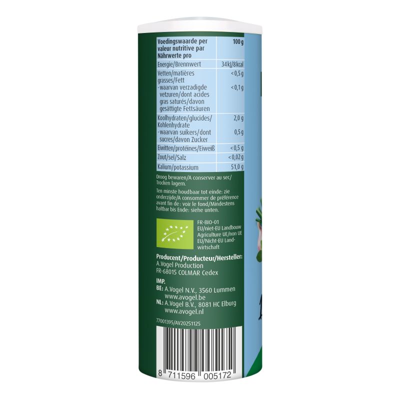 Uit verpakking A.Vogel Herbamare® zoutvervanger met kruiden Natriumarm linkerkant