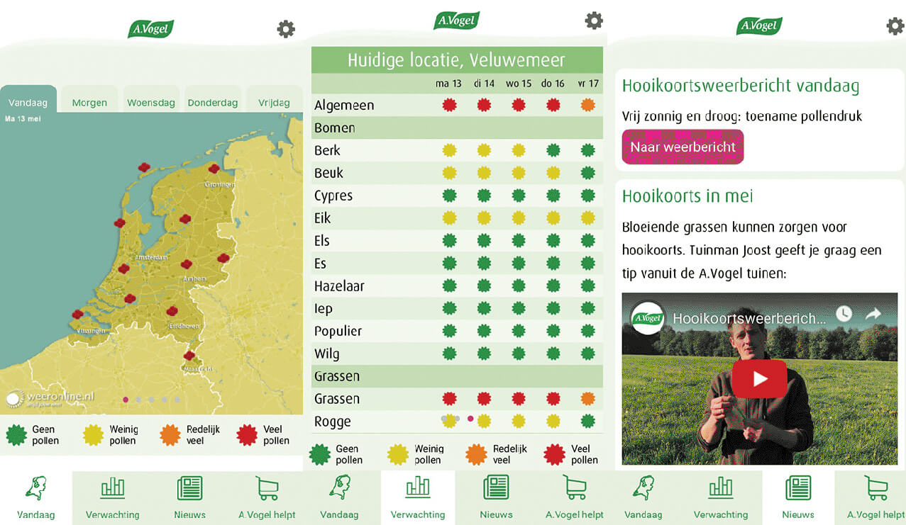 Hooikoorts-app voor iPhone en Android | pollenweerbericht | A.Vogel